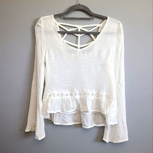 Bell sleeved blouse with cage back detail